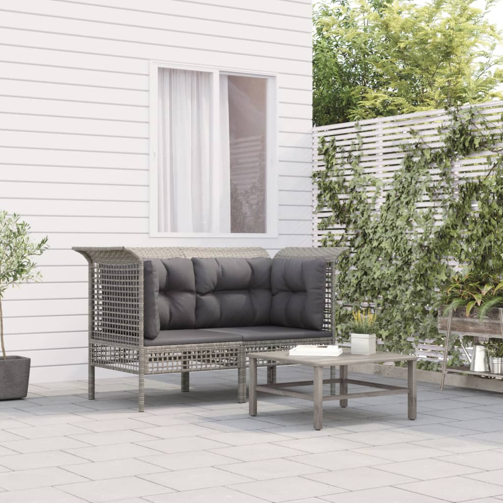 Divani Angolari da Giardino con Cuscini 2pz Polyrattan Grigio 319660