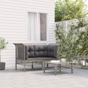 Divani Angolari da Giardino con Cuscini 2pz Polyrattan Grigio 319660