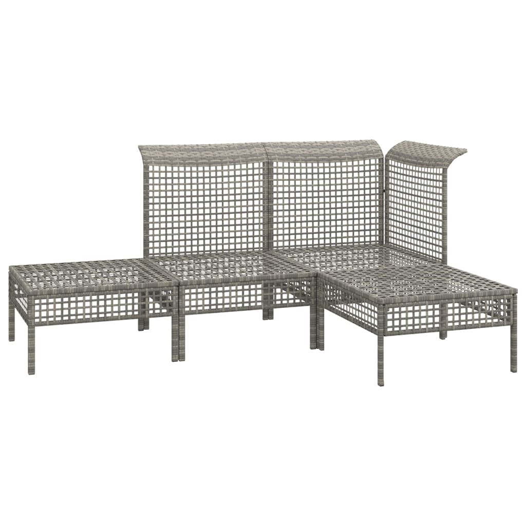 Set Divani da Giardino 4 pz con Cuscini in Polyrattan Grigio 319662