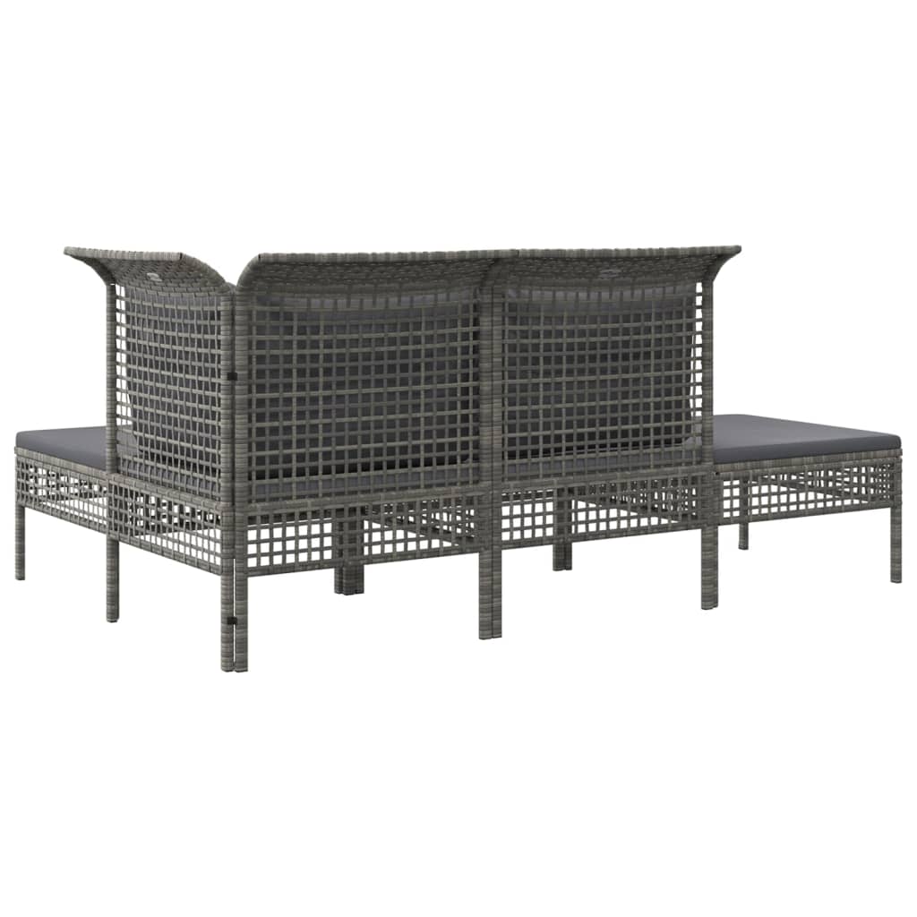 Set Divani da Giardino 4 pz con Cuscini in Polyrattan Grigio 319662