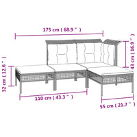 Set Divani da Giardino 4 pz con Cuscini in Polyrattan Grigio 319662