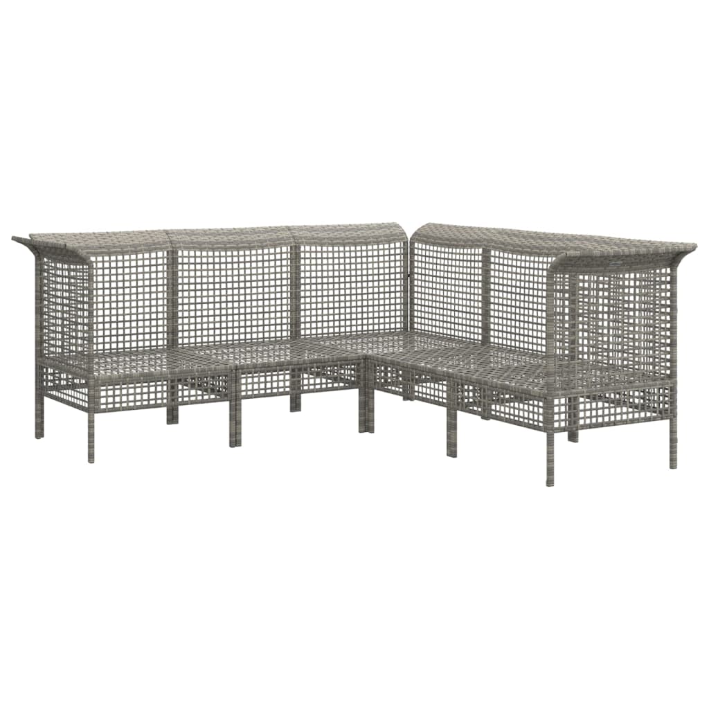 Set Divani da Giardino 5 pz con Cuscini in Polyrattan Grigio 319666