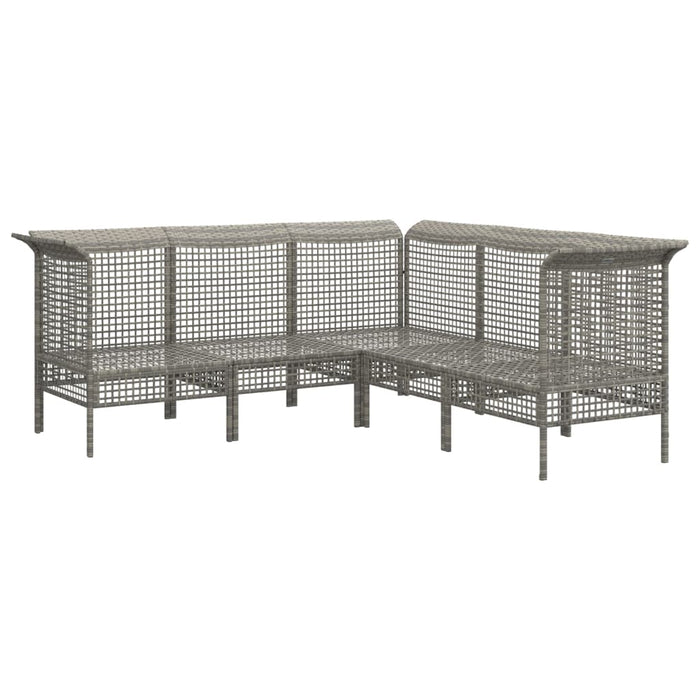 Set Divani da Giardino 5 pz con Cuscini in Polyrattan Grigio 319666