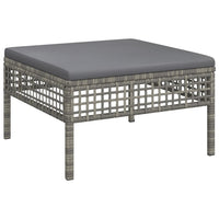 Poggiapiedi da Giardino con Cuscino in Polyrattan Grigio 319669