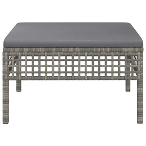 Poggiapiedi da Giardino con Cuscino in Polyrattan Grigio 319669