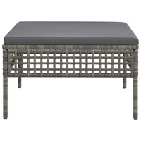 Poggiapiedi da Giardino con Cuscino in Polyrattan Grigio 319669