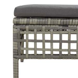 Poggiapiedi da Giardino con Cuscino in Polyrattan Grigio 319669