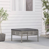 Poggiapiedi da Giardino con Cuscino in Polyrattan Grigio 319669