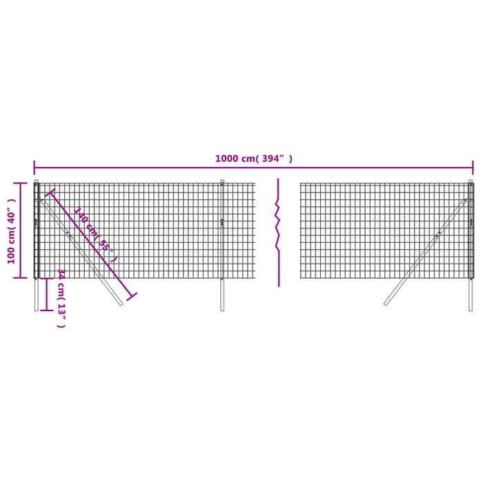 Recinzione Metallica Verde 1x10 m in Acciaio Zincato 154049