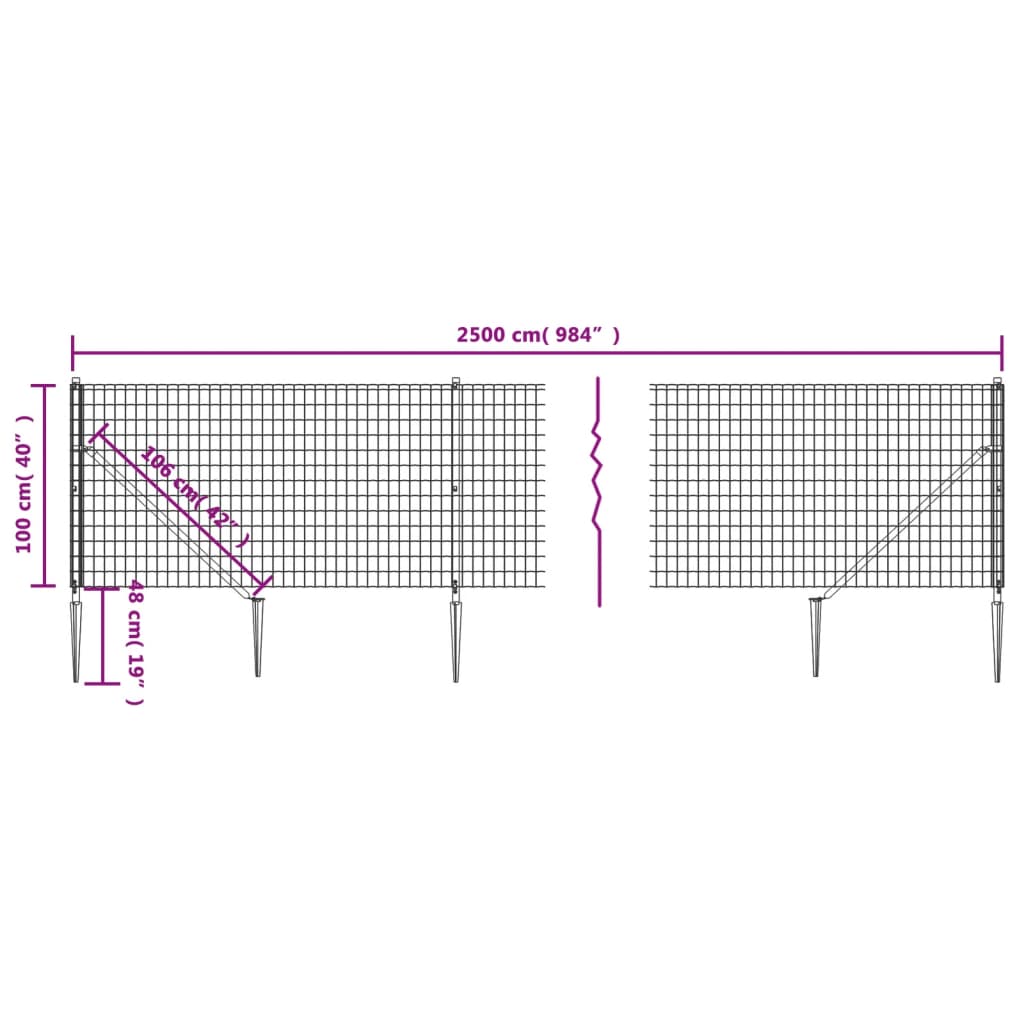 Recinzione Metallica con Picchetti Ancoraggio Verde 1x25 m 154105