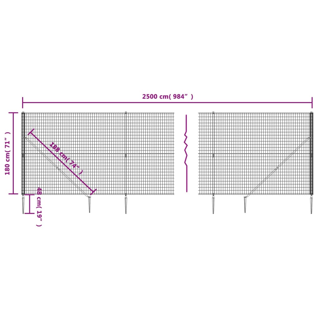 Recinzione Metallica con Picchetti Ancoraggio Verde 1,8x25 m 154109