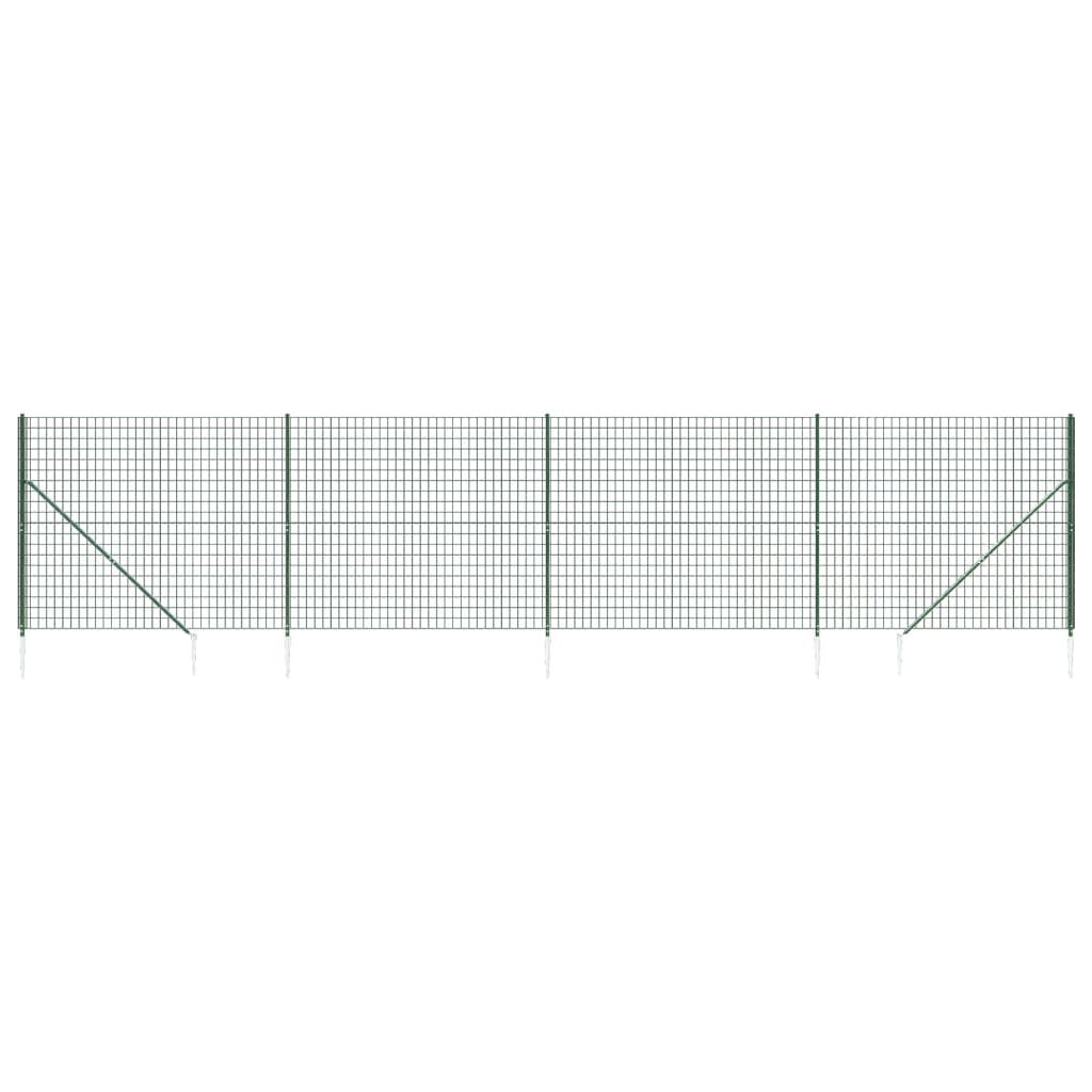 Recinzione Metallica con Picchetti Ancoraggio Verde 1,4x10 m 154115