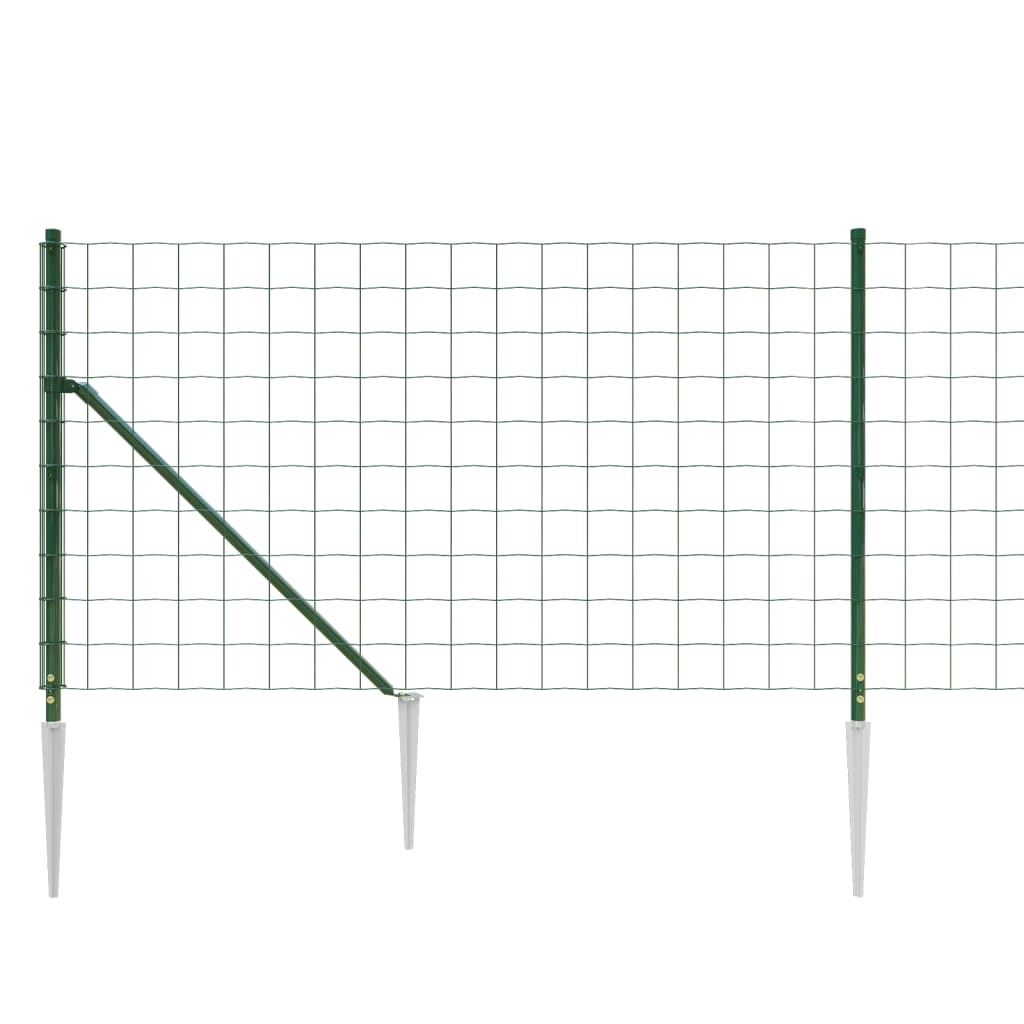 Recinzione Metallica con Picchetti Ancoraggio Verde 0,8x10 m 154128