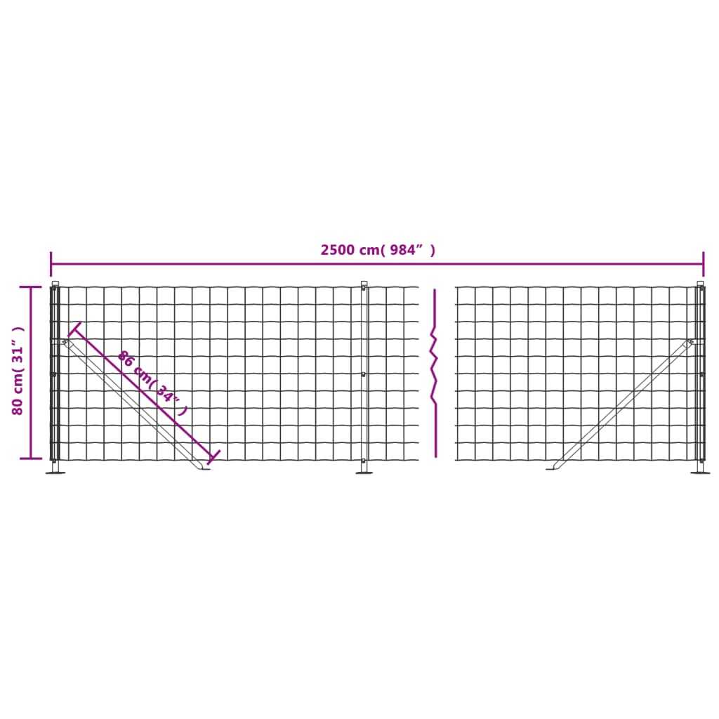 Recinzione Metallica con Flangia Verde 0,8x25 m 154184