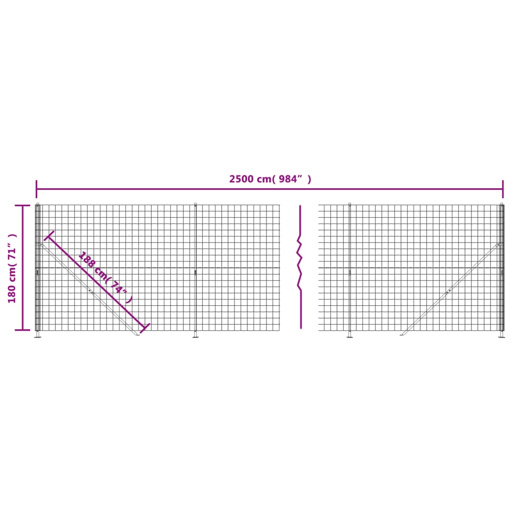 Recinzione Metallica con Flangia Verde 1,8x25 m 154189