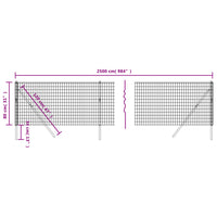 Recinzione Metallica Antracite 0,8x25 m in Acciaio Zincato 154200