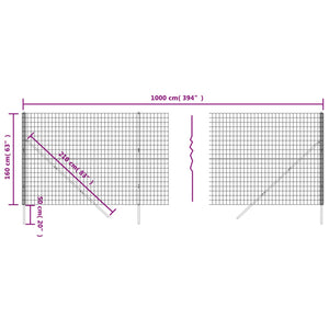 Recinzione Metallica Antracite 1,6x10 m in Acciaio Zincato 154212