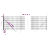 Recinzione Metallica Antracite 1,6x25 m in Acciaio Zincato 154220