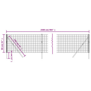 Recinzione Metallica Antracite 0,8x25 m in Acciaio Zincato 154232