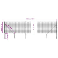 Recinzione Metallica con Picchetti Ancoraggio Antracite 0,8x25m 154248