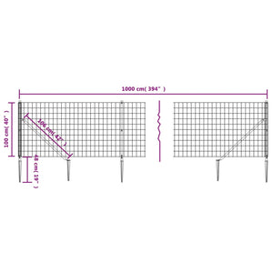 Recinzione Metallica con Picchetti Ancoraggio Antracite 1x10 m 154257