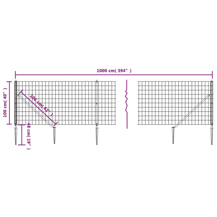 Recinzione Metallica con Picchetti Ancoraggio Antracite 1x10 m 154257