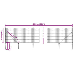 Recinzione Metallica con Picchetti Ancoraggio Antracite 1,1x25m 154266