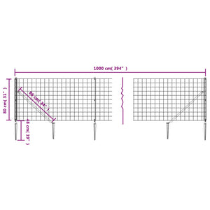 Recinzione Metallica con Picchetti Ancoraggio Antracite 0,8x10m 154272