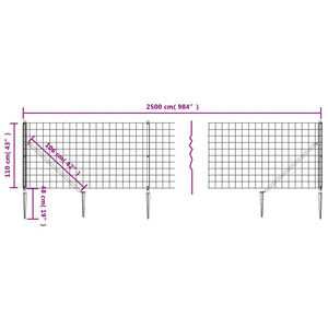 Recinzione Metallica con Picchetti Ancoraggio Antracite 1,1x25m 154282