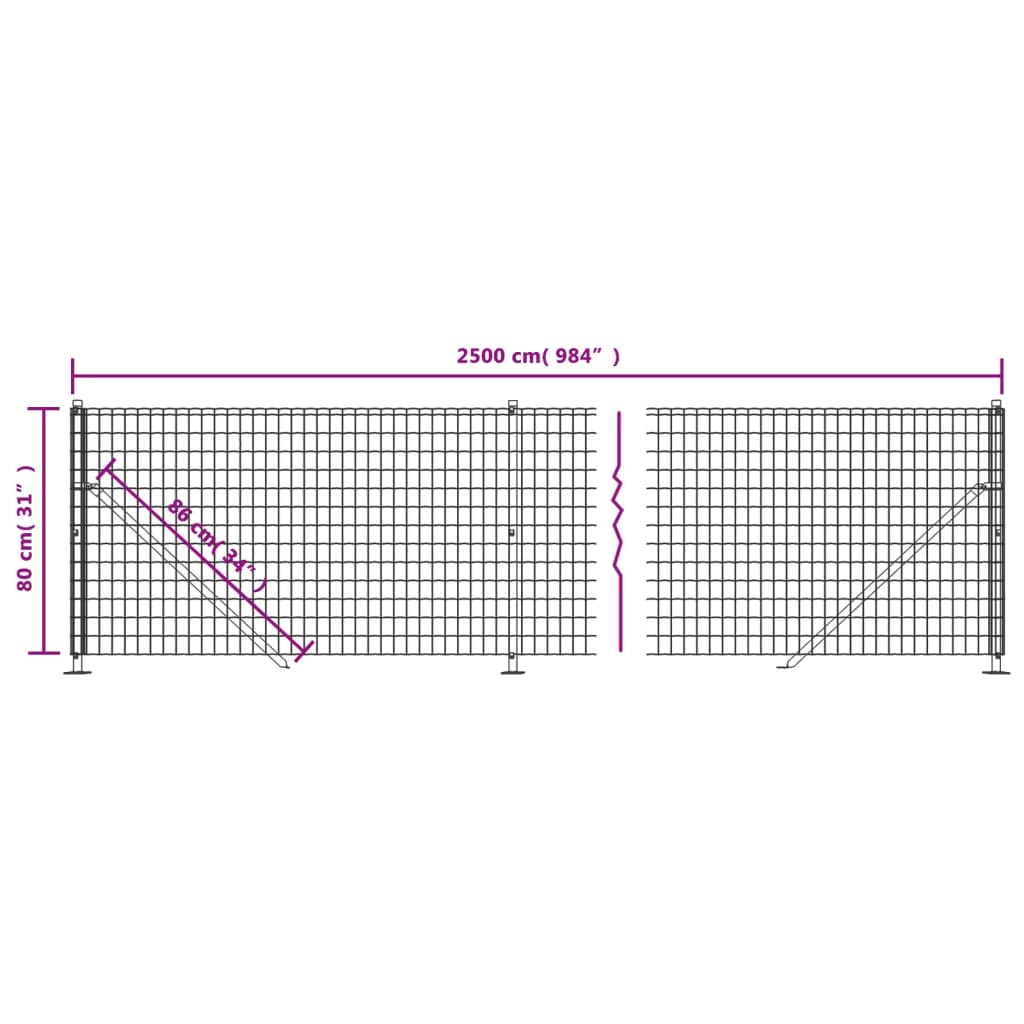 Recinzione Metallica con Flangia Antracite 0,8x25 m 154296