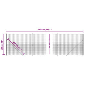 Recinzione Metallica con Flangia Antracite 1,8x25 m 154317