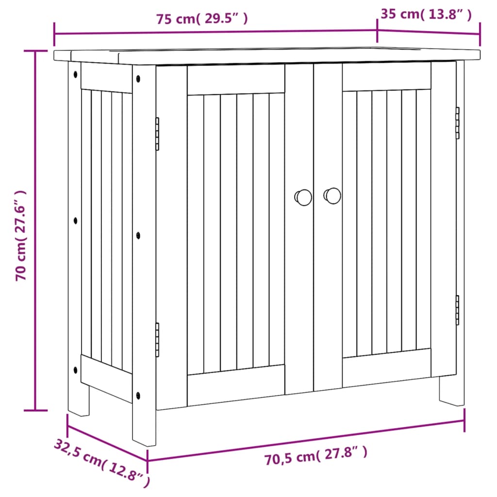 Mobile da Giardino75x35x70 cm in Legno Massello di Acacia 363452