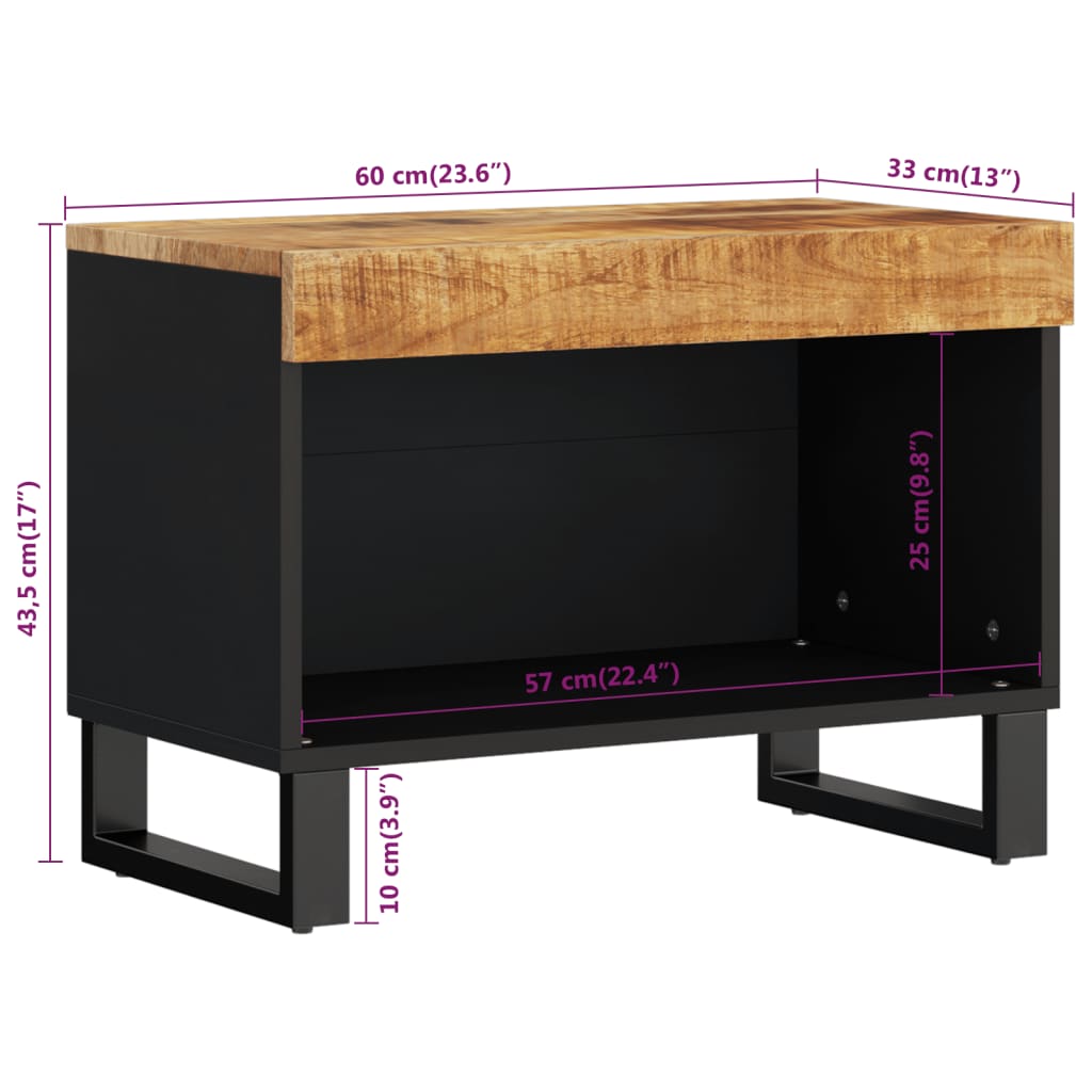 Mobile Porta TV 60x33x43,5 cm in Legno Massello di Mango 352881