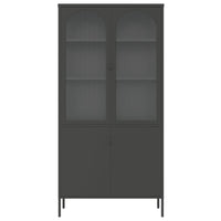 Credenza Nera 90x40x180 cm Vetro e Acciaio 353000