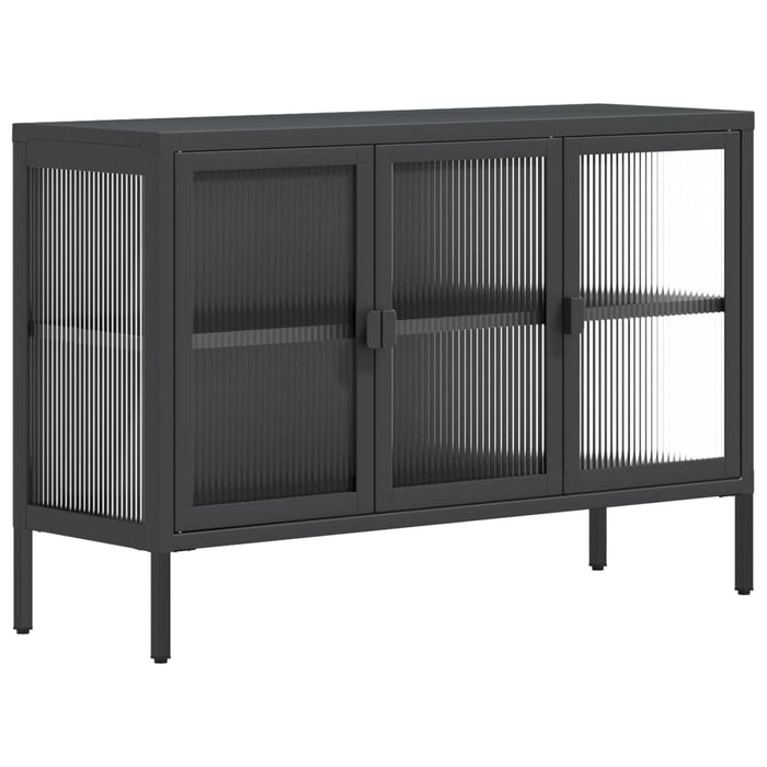 Credenza Nera 105x35x70 cm Vetro e Acciaio 353002