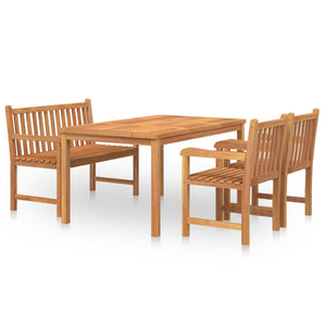 Set da Pranzo per Giardino 4 pz in Legno Massello di Teak 3157166