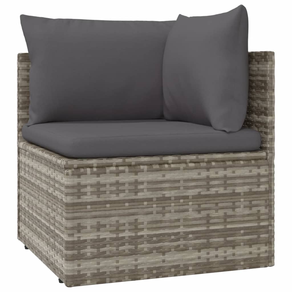 Set Divani da Giardino 10 pz con Cuscini in Polyrattan Grigio cod mxl 44818