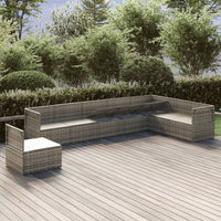 Set Divani da Giardino 8 pz con Cuscini in Polyrattan Grigio cod mxl 44918