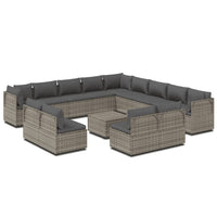 Set Divani da Giardino 14 pz con Cuscini in Polyrattan Grigio cod mxl 44873