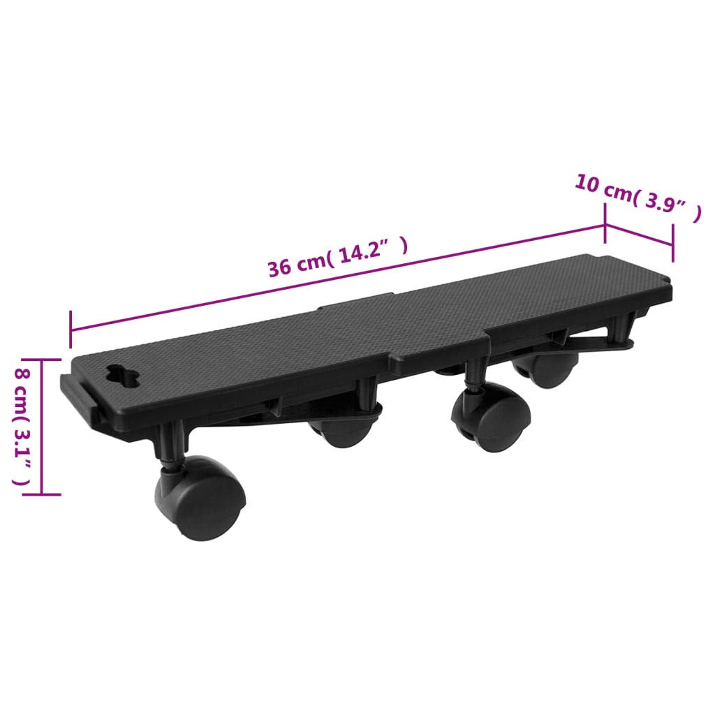 Carrelli da Trasloco con 4 Ruote 10pz Neri Polipropilene 170 kg 3157519