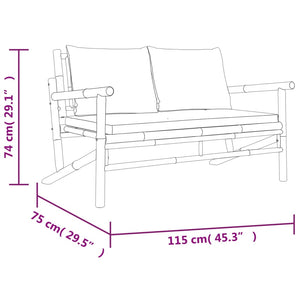 Set Salotto da Giardino 5pz con Cuscini Grigio Scuro Bambù 3156474