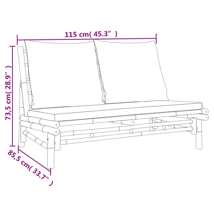 Set Salotto da Giardino 4pz con Cuscini Grigio Scuro Bambù 3156480