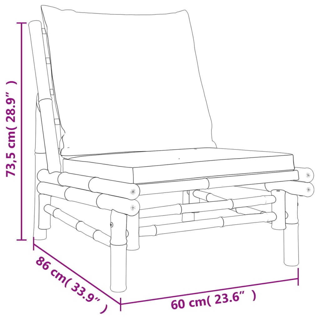 Set Salotto da Giardino 4pz con Cuscini Grigio Scuro Bambù 3156480