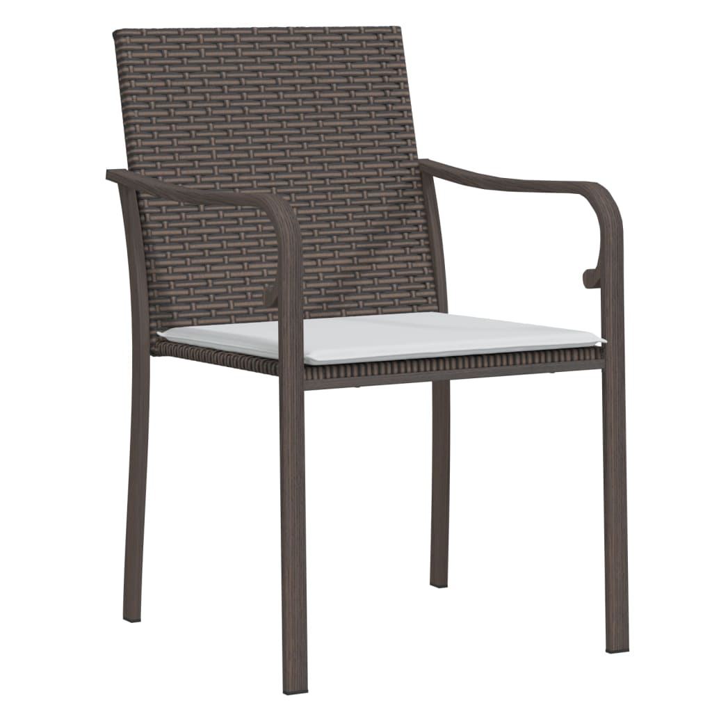 Sedie da Giardino con Cuscini 2pz Marroni 56x59x84cm Polyrattan 364093