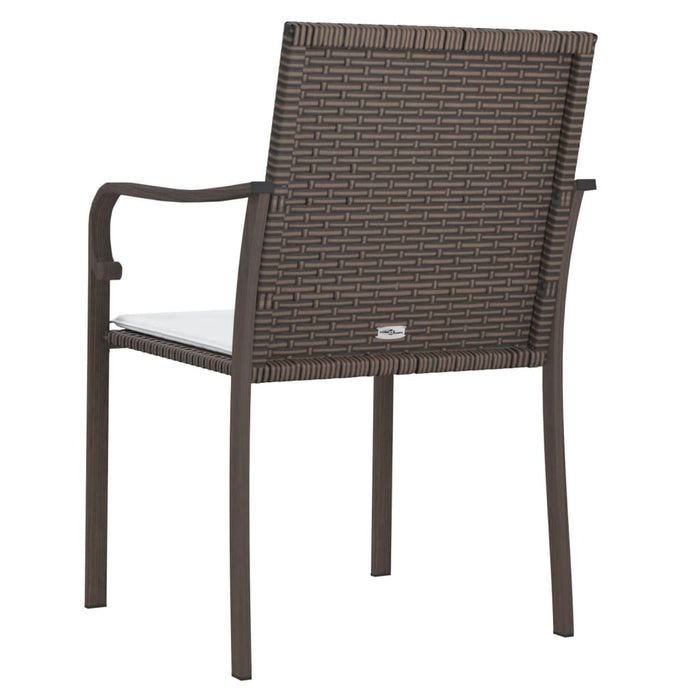 Sedie da Giardino con Cuscini 2pz Marroni 56x59x84cm Polyrattan 364093