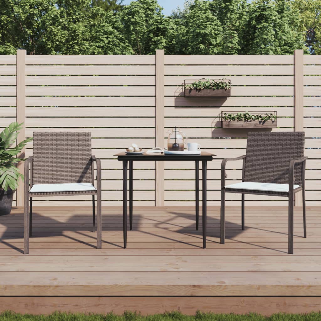 Sedie da Giardino con Cuscini 2pz Marroni 56x59x84cm Polyrattan 364093