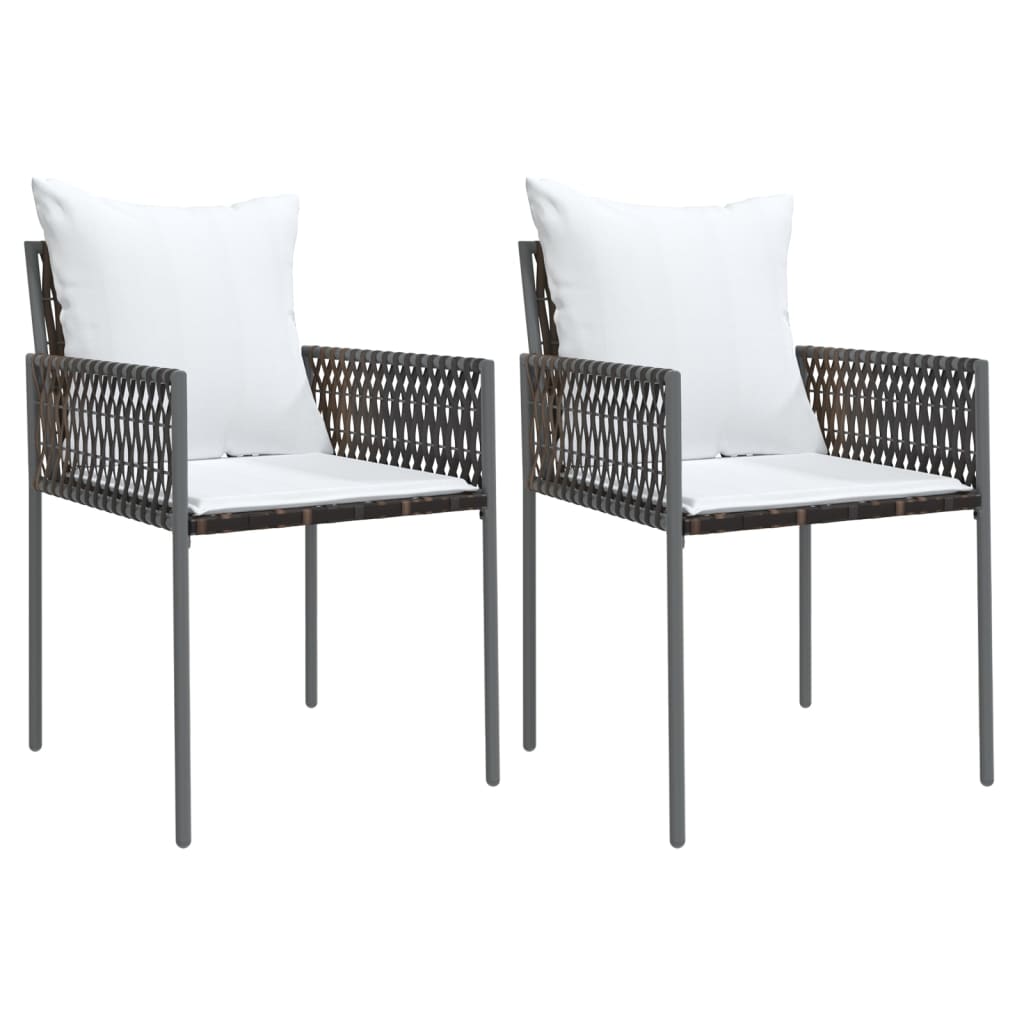 Sedie da Giardino con Cuscini 2pz Marroni 54x61x83cm Polyrattan 364100