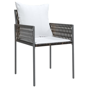 Sedie da Giardino con Cuscini 2pz Marroni 54x61x83cm Polyrattan 364100