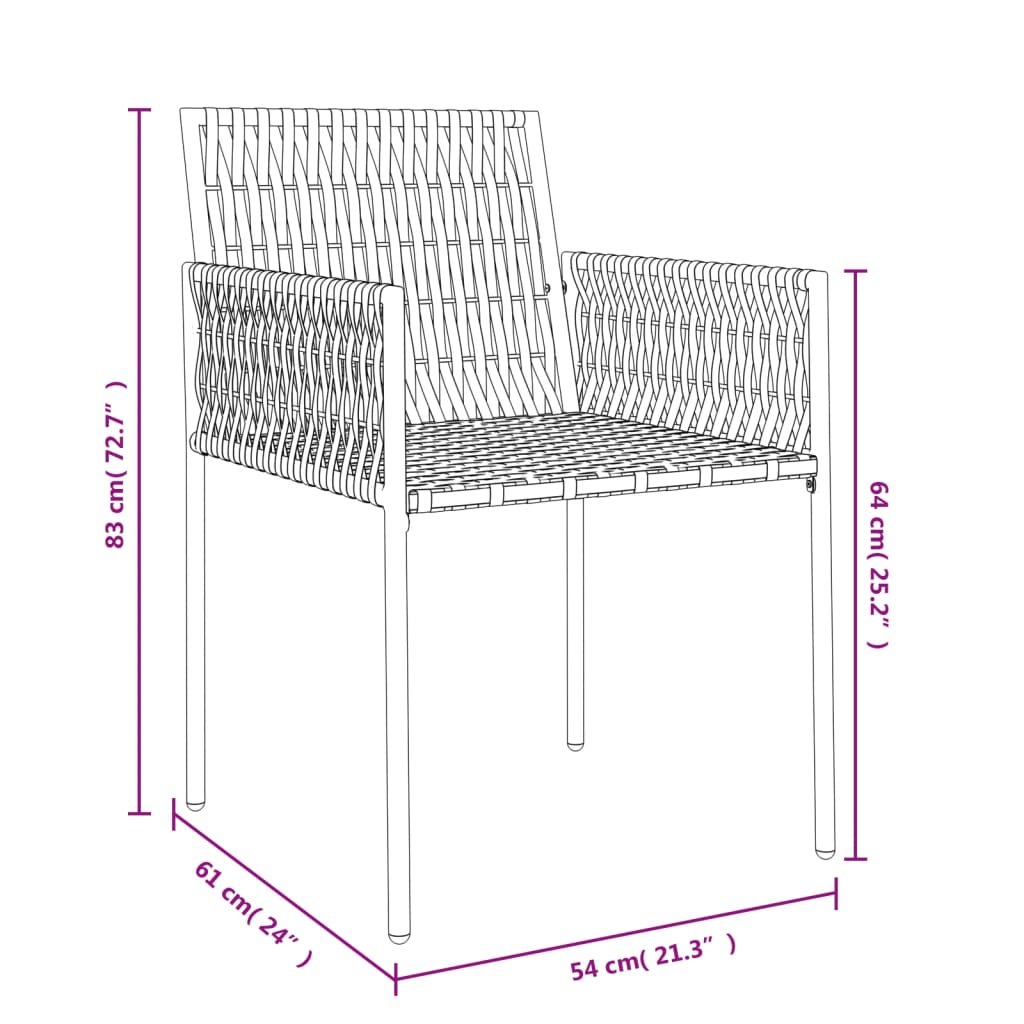 Sedie da Giardino con Cuscini 2pz Marroni 54x61x83cm Polyrattan 364100