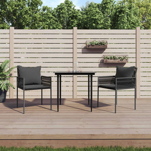 Sedie da Giardino con Cuscini 2pz Nere 54x61x83cm in Polyrattan 364101